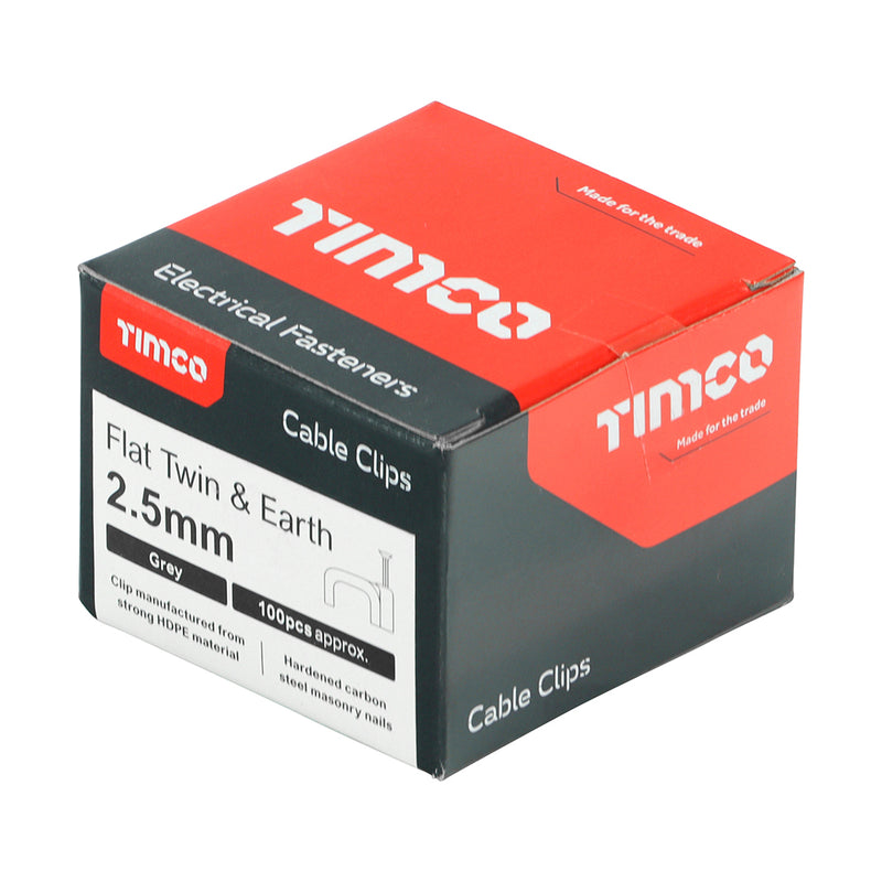 TIMCO Flat & Twin Cable Clips Grey - To fit 10.0mm