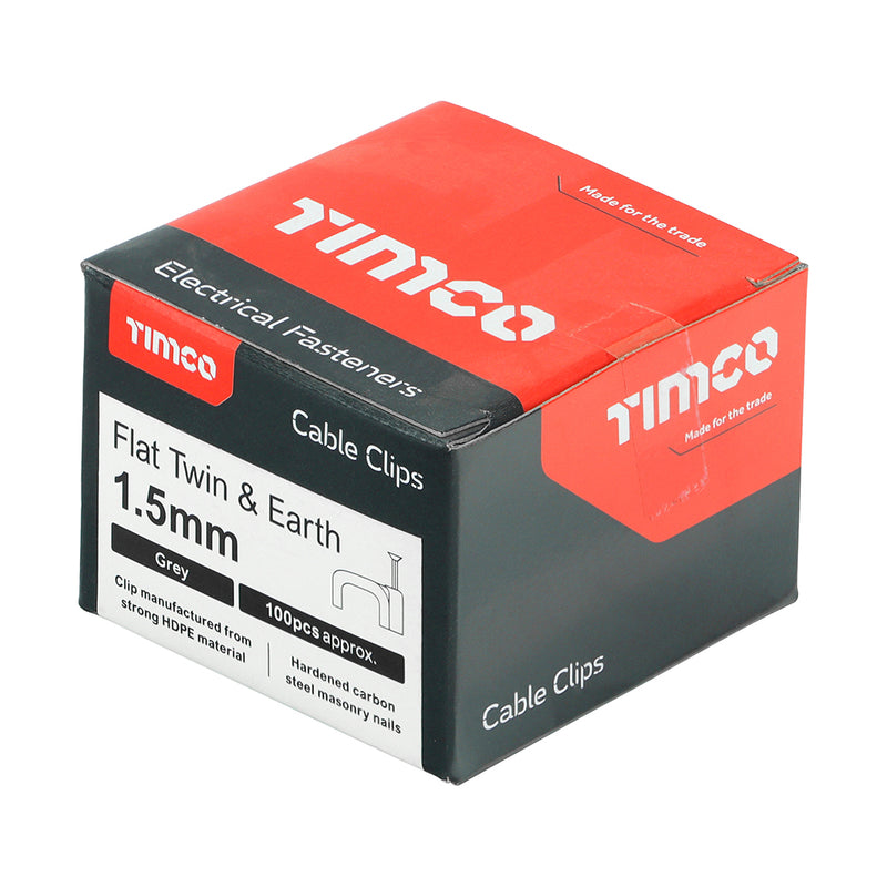 TIMCO Flat & Twin Cable Clips Grey - To fit 10.0mm
