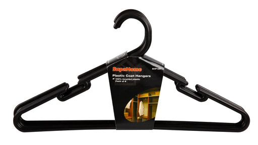 Supahome Plastic Coat Hangers 8Pk Black