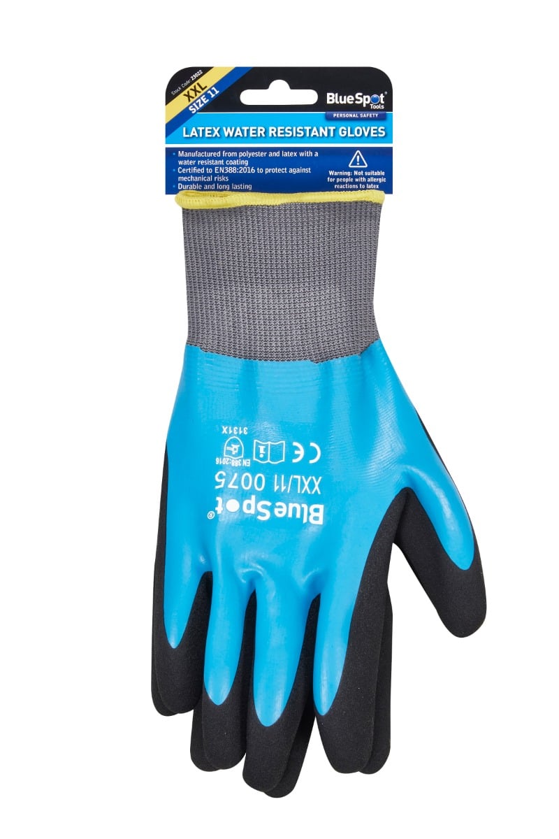 Blue Spot Tools Latex Water Resistant Gloves