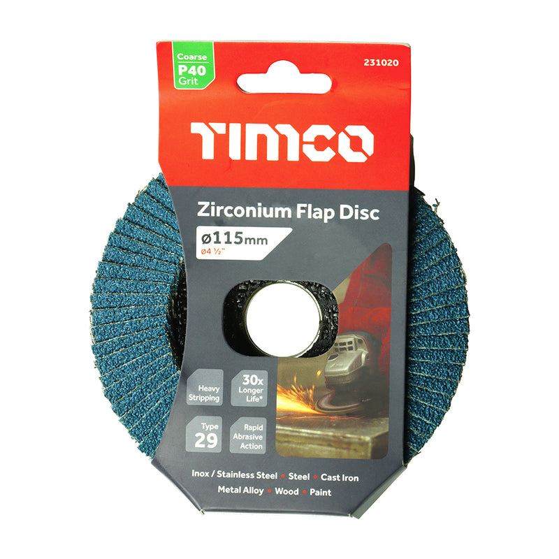 TIMCO Set of Flap Discs Zirconium Type 29 Conical P120 Grit