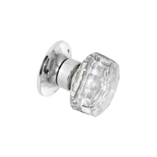 Securit Glass Mortice Knobs Faceted (Pair) CP 65mm