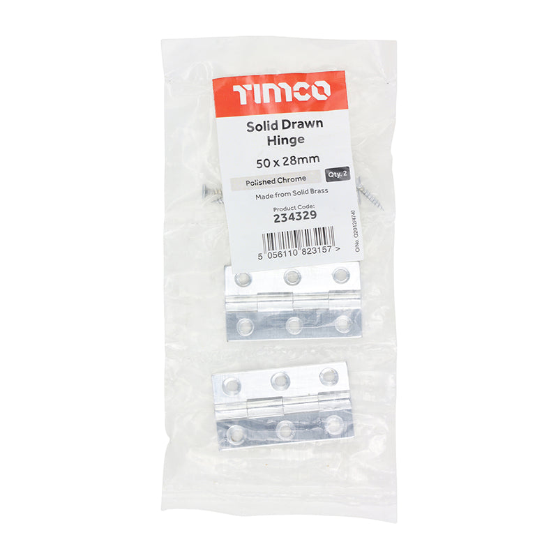TIMCO Solid Drawn Brass Hinges Polished Chrome