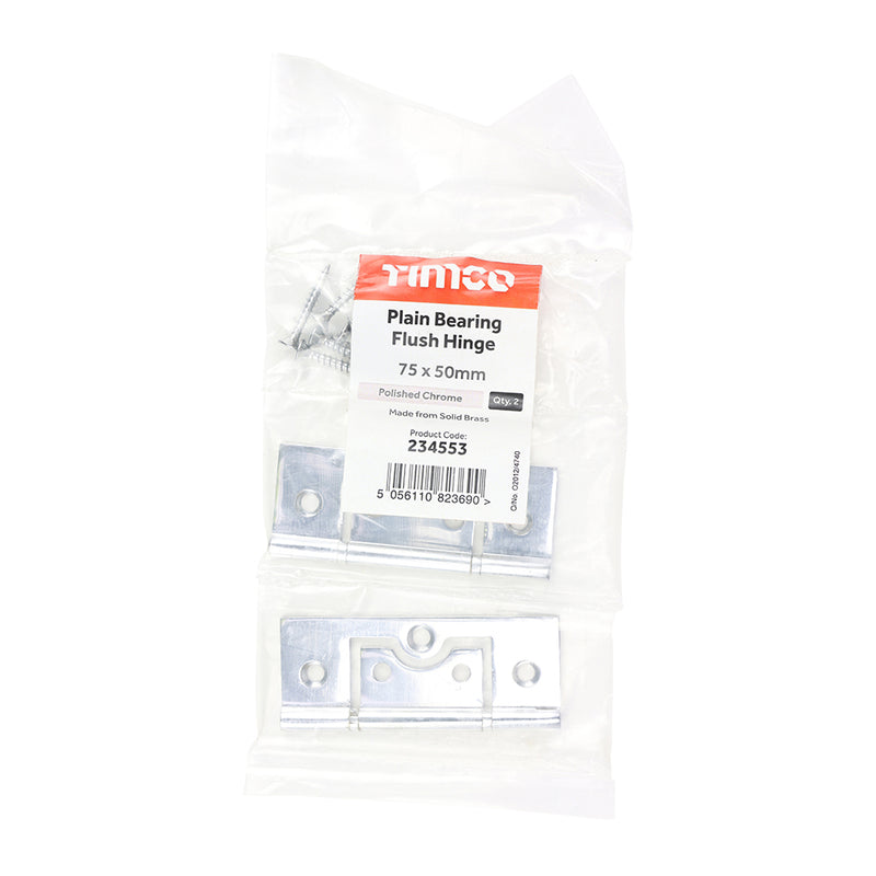 TIMCO Plain Bearing Flush Brass Hinges Chrome