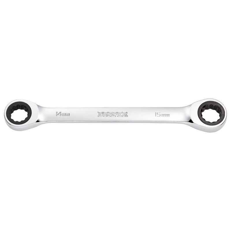 Draper Draper HI-TORQ Metric Double Ratchet Ring Spanner, 14 x 15mm Draper - Town Tools