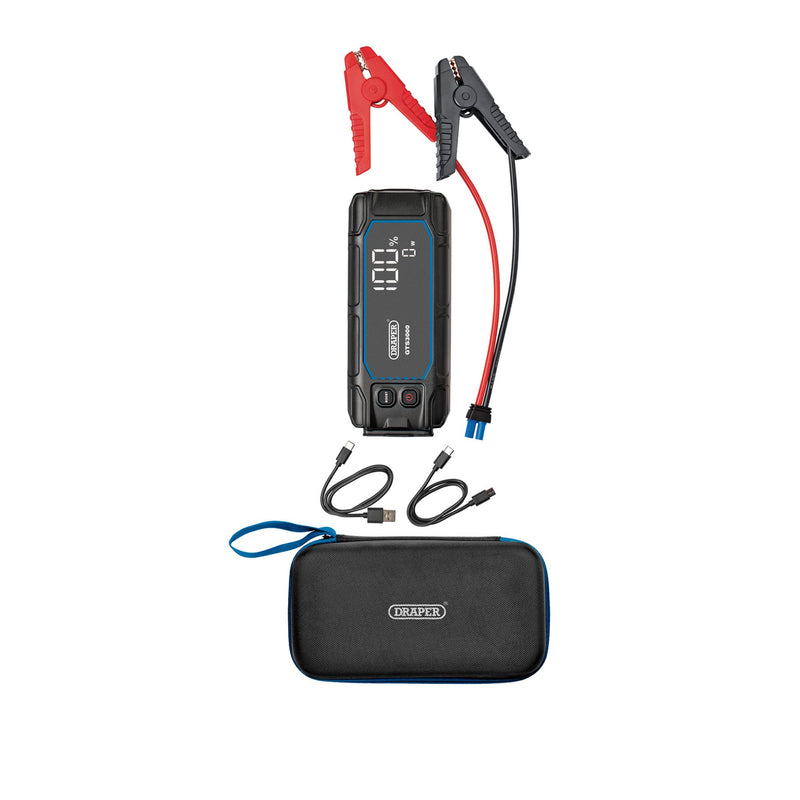 Draper 23742 12V Lithium Jump Starter with Digital Display, 3000A