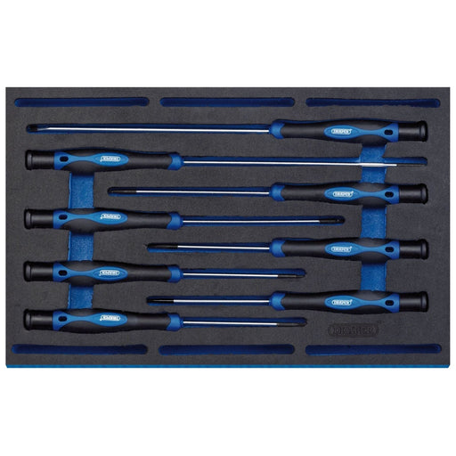 Draper Extra Long Precision Screwdriver Set in 1/4 Drawer EVA Insert Tray (8 Pie Draper - Town Tools 
