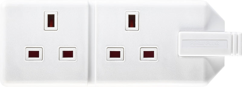 Masterplug Twin Extension Socket White