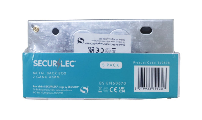 Securlec 47mm 2 Gang Metal Box to BS4664 Pre-Packed