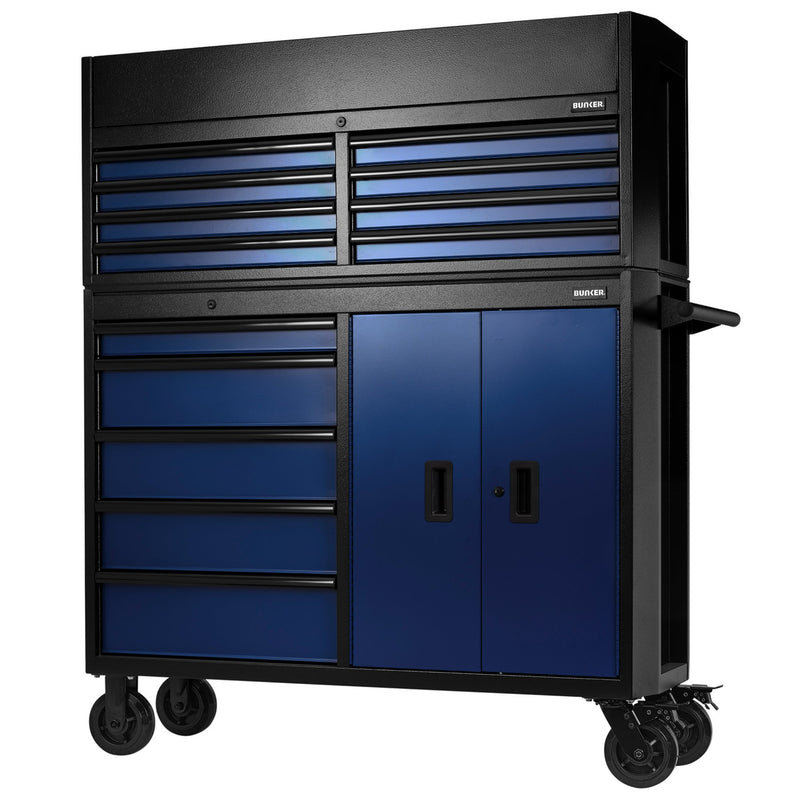 Draper 24254 BUNKER® 13 Drawer Combined Roller Cabinet and Tool Chest, 52", Blue