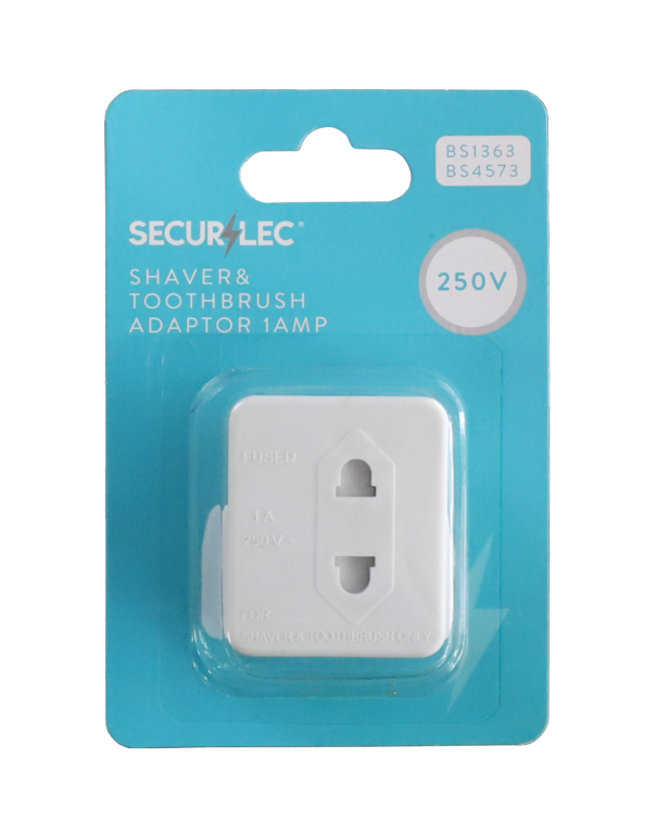 Securlec Fused Shaver & Toothbrush Adaptor 1 Amp Skin Packed