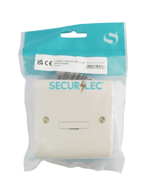 Securlec 1 Gang Unswitched Fused Spur Round Edge