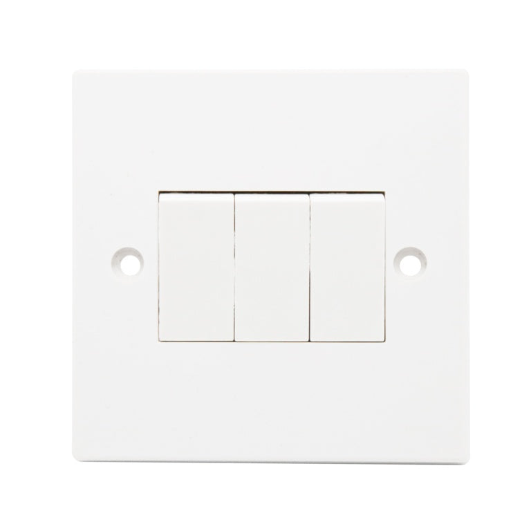 Securlec Square 3 Gang 2 Way Light Switch Square Edge