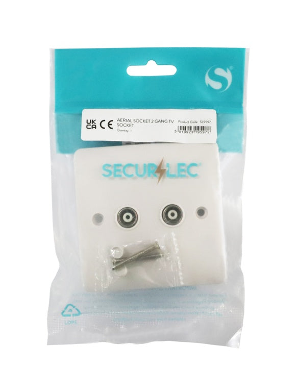 Securlec Aerial Socket 2 Gang TV Socket Round Edge