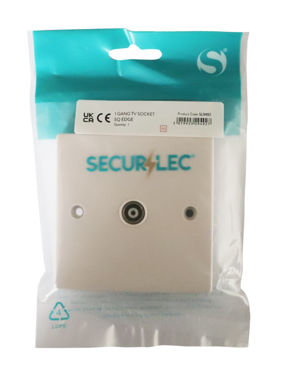 Securlec Single Flush Co Axial Aerial Socket Square Edge