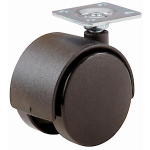 Twin Wheel Plate Castor 50mm Black