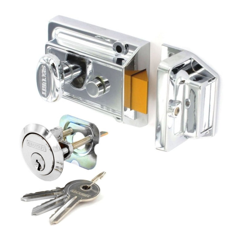 Securit Polished Chrome Night Latch (3 Keys) Standard