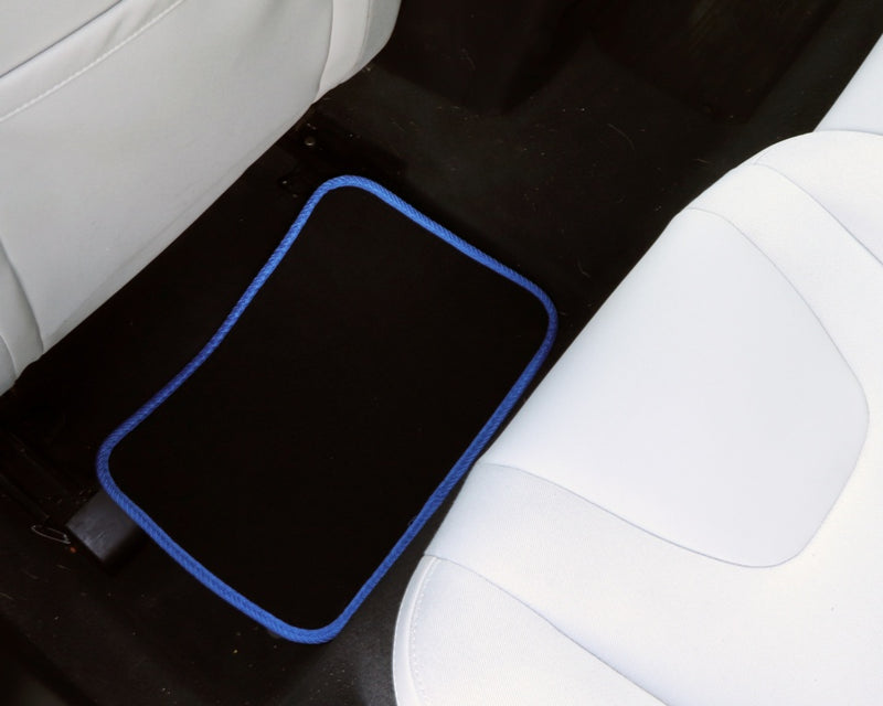 Streetwize Velour Carpet Mat Sets with Coloured Binding - 4 Piece Black/Blue