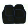 Streetwize Velour Carpet Mat Sets with Coloured Binding - 4 Piece Black With Blue Piping