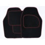 Streetwize Velour Carpet Mat Set with Coloured Binding - 4 Piece Black/Red