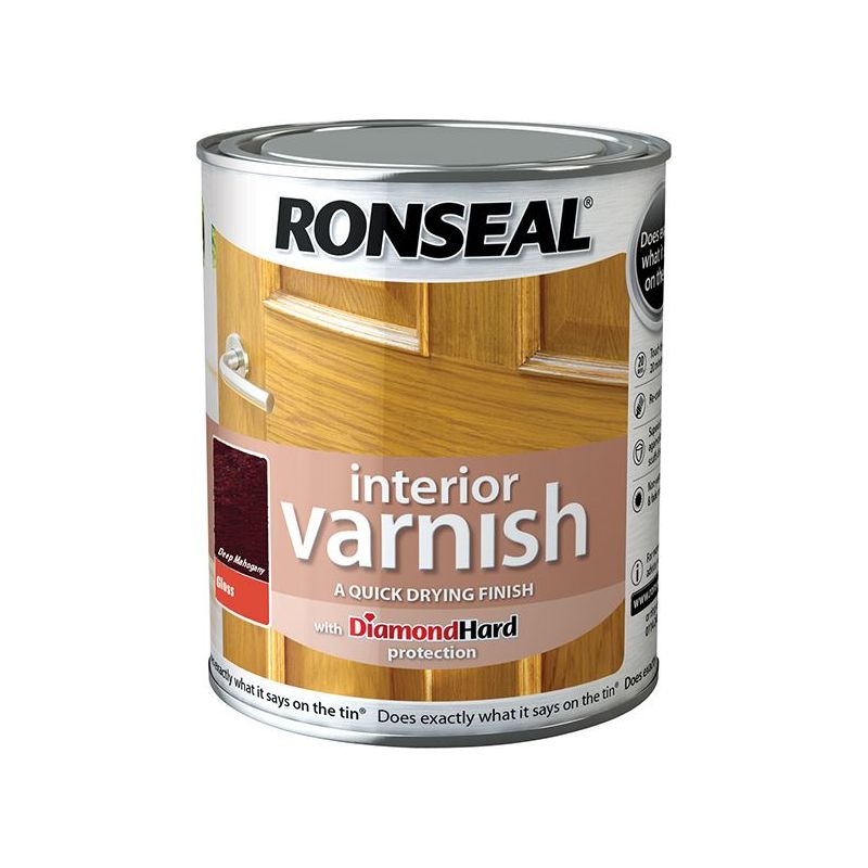 Ronseal Interior Varnish Quick Dry Gloss Deep Mahogany 250ml Ronseal - RockBottom Nothampton