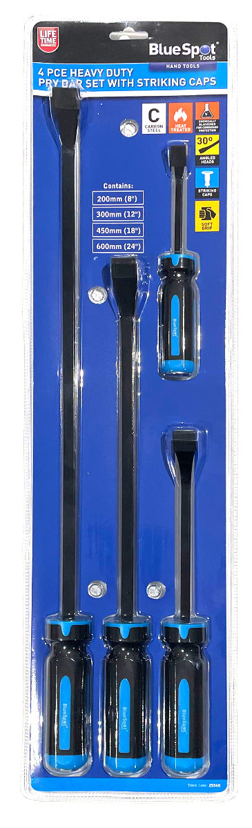 Blue Spot Tools 4PCE Heavy Duty Pry Bar Set With Striking Cap