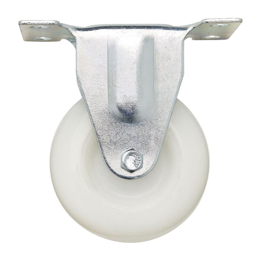 Draper Fixed Plate Fixing Nylon Wheel, 75mm Diameter, S.W.L. 100kg Draper - Town Tools