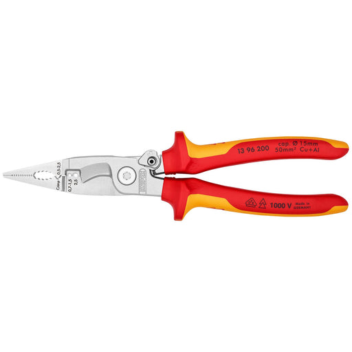 Draper 25886 KNIPEX 13 96 200 SB Pliers for Electrical Installation Insulated with Multi-Component Grips, 200mm