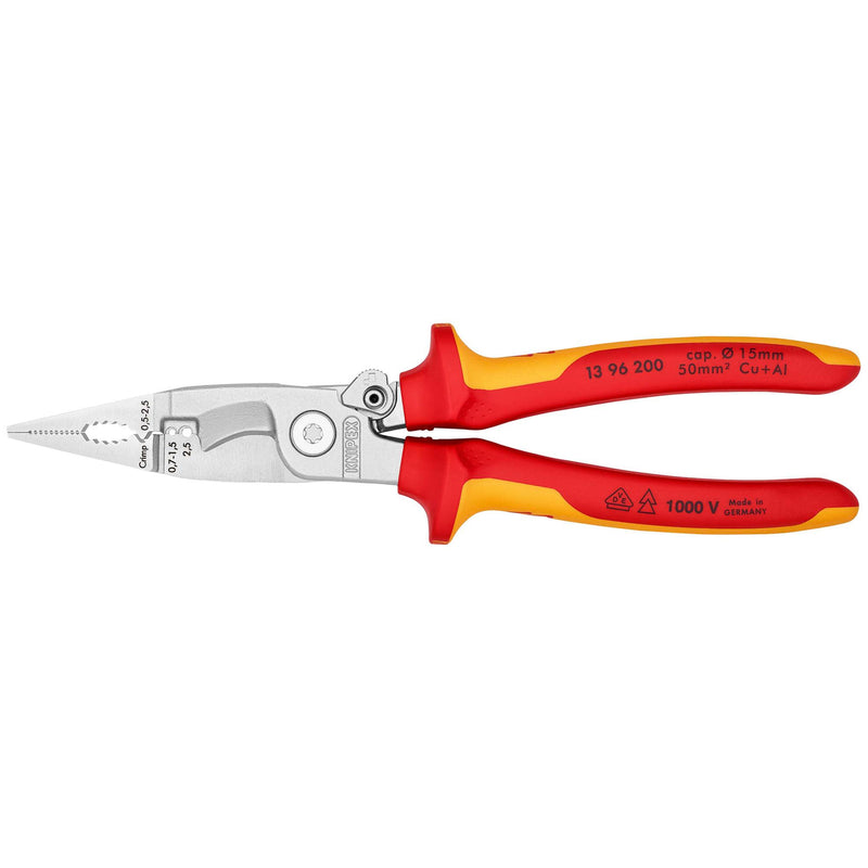 Draper 25886 KNIPEX 13 96 200 SB Pliers for Electrical Installation Insulated with Multi-Component Grips, 200mm