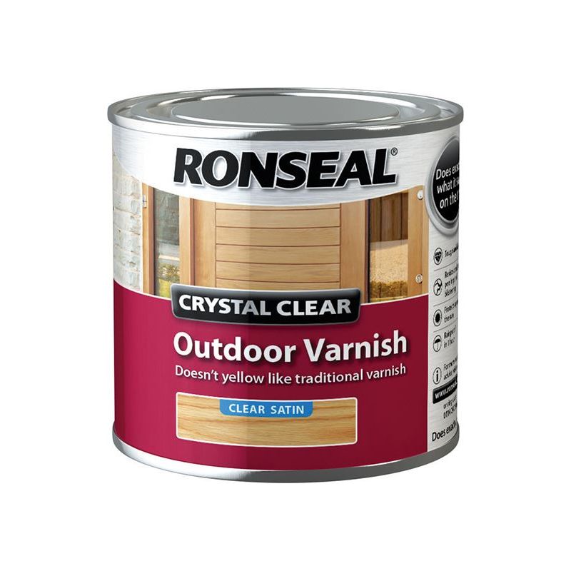 Ronseal Crystal Clear Outdoor Varnish Satin 250ml Ronseal - RockBottom Nothampton