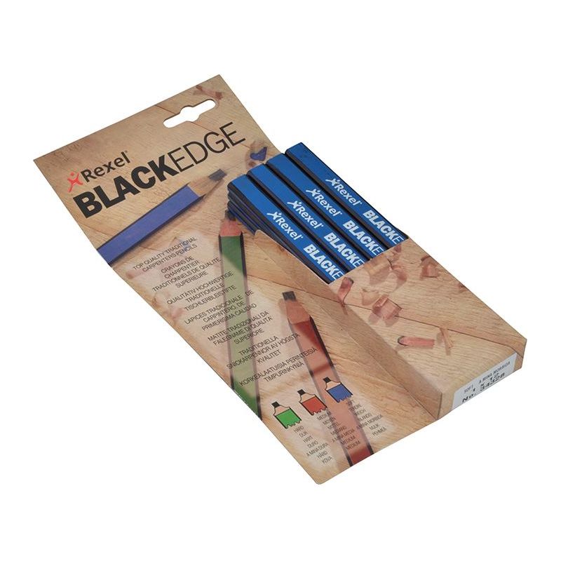 Blackedge Carpenter's Pencils - Blue / Soft (Card 12) Blackedge - RockBottom Northampton
