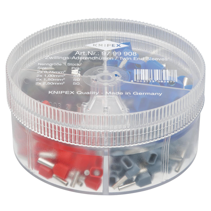 Draper 26154 KNIPEX 97 99 908 Assortment Boxes with 200 Twin Wire Ferrules, 4 Parts