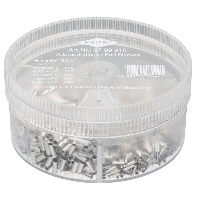 Draper 26156 KNIPEX 97 99 910 Assortment Boxes with 1900 Non-Insulated Wire Ferrules, 5 x Wire