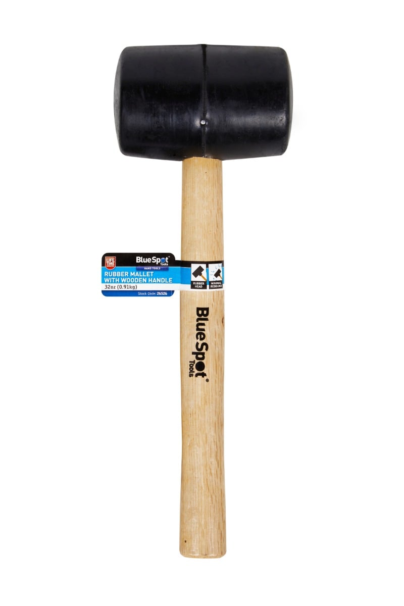Blue Spot Tools Black Rubber Mallet with Wooden Handle