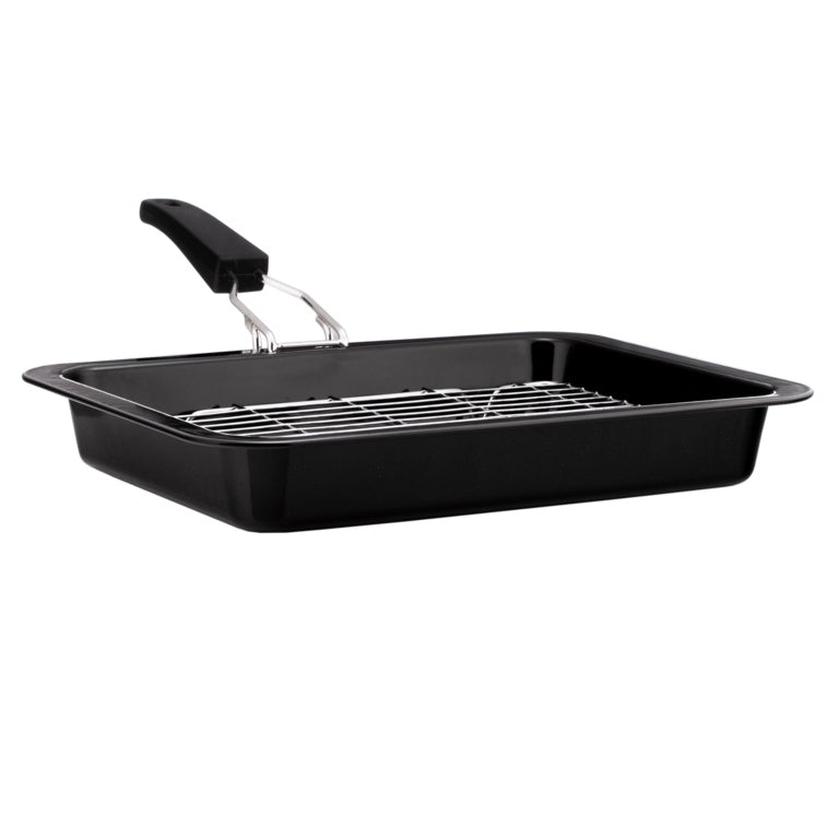 Mtk Housewares Vitreous Enamel Bakeware Grill Pan with Tray 28 x 23cm