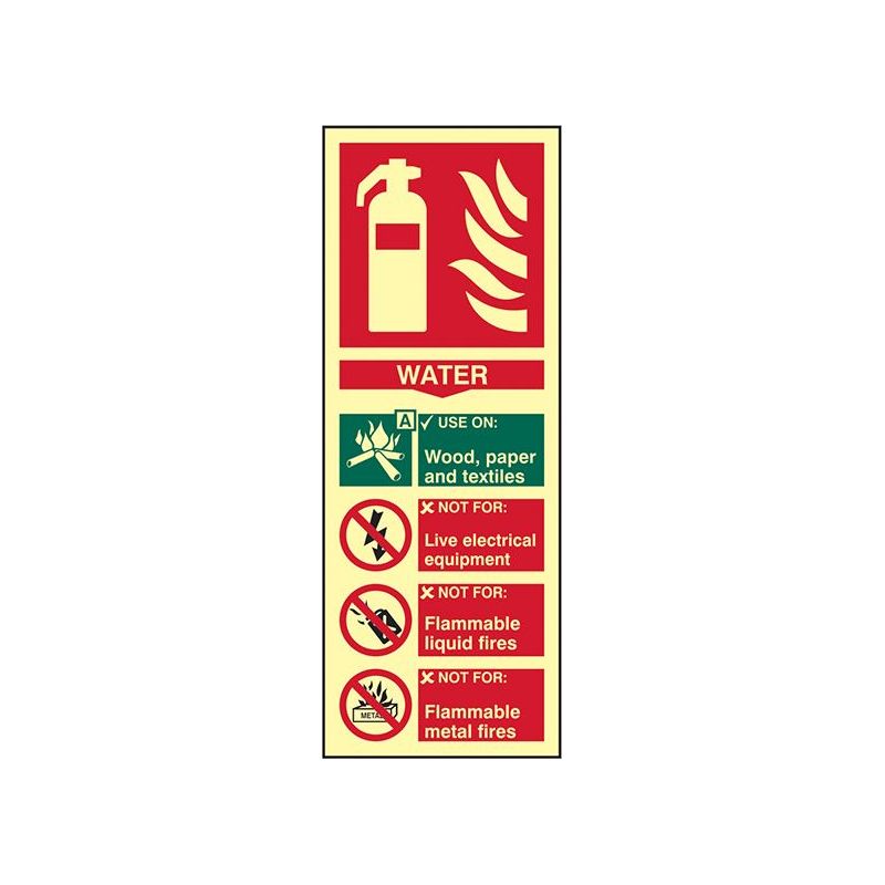 Scan Fire Extinguisher Composite Water - Photoluminescent 75 x 200mm Scan - RockBottom Nothampton