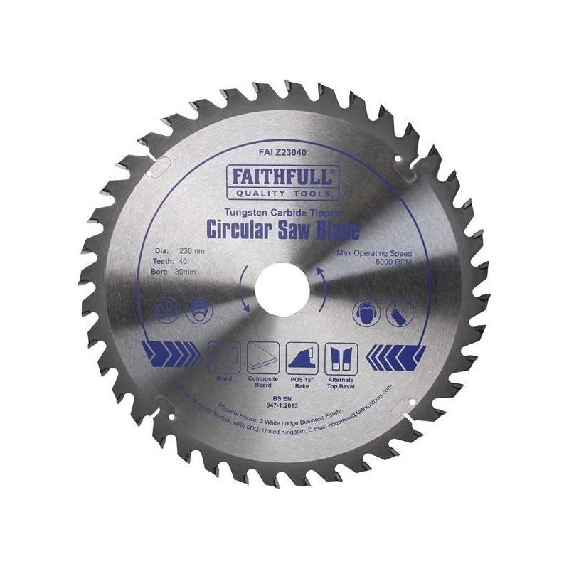 Faithfull TCT Circular Saw Blade 230 x 30mm x 40T POS Faithfull - RockBottom Northampton
