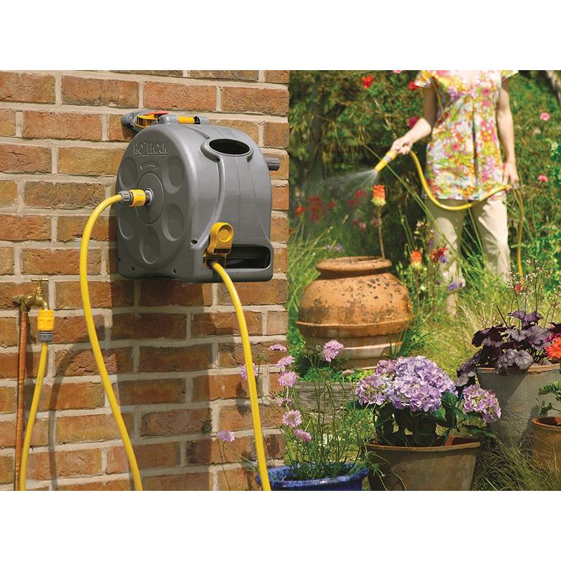 Hozelock 2415 25m 2-in-1 Compact Hose Reel + 25m of Starter Hose Hozelock - RockBottom Northampton