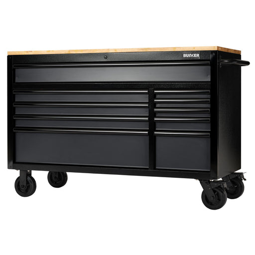 Draper 27220 BUNKER® 10 Drawer Workbench Roller Tool Cabinet, 56", Grey