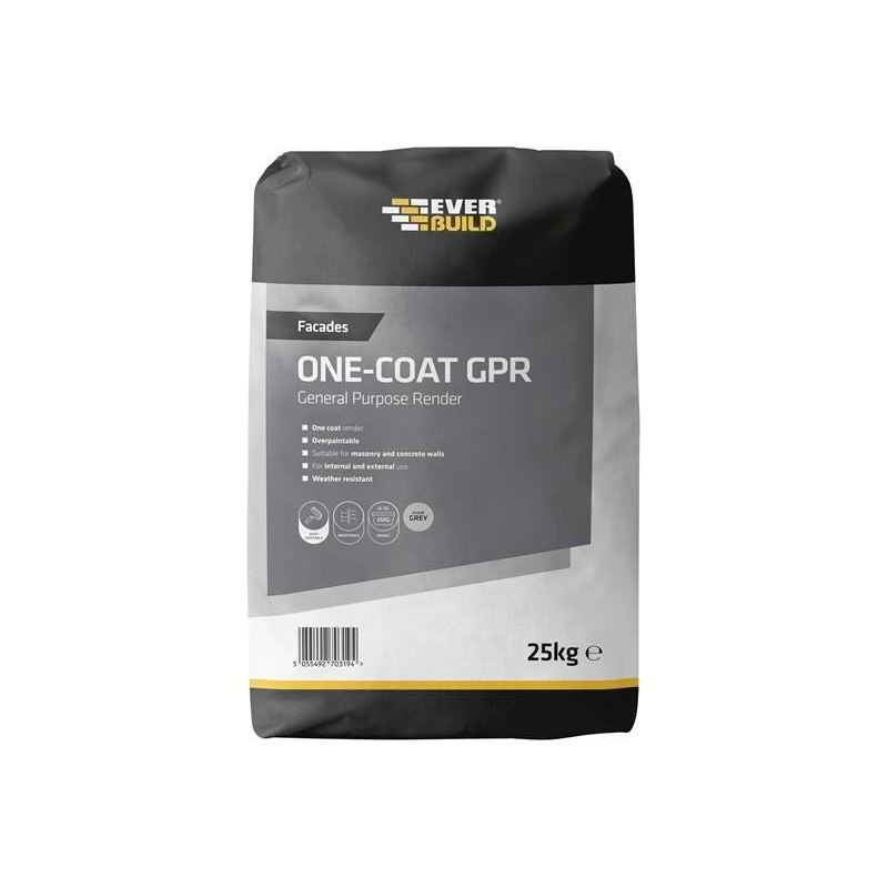Everbuild Sika One-Coat General Purpose Render Grey 25kg Everbuild Sika - RockBottom Northamptin