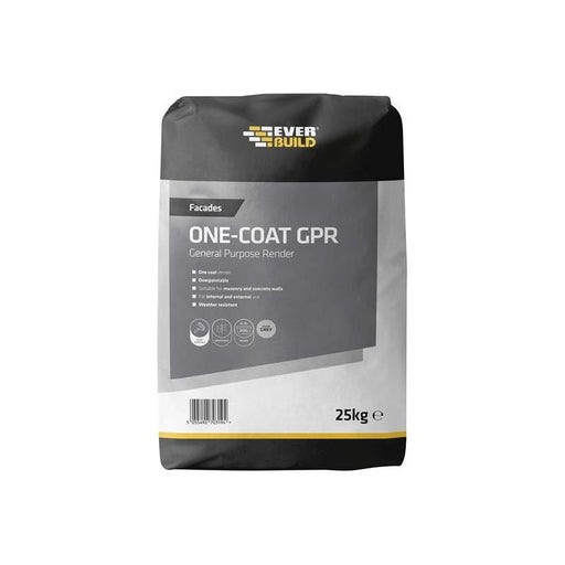 Everbuild Sika One-Coat General Purpose Render Grey 25kg Everbuild Sika - RockBottom Northamptin