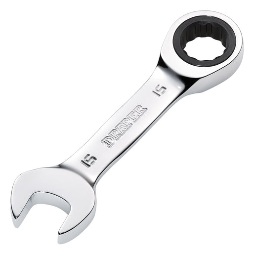 Draper 27909 Draper HI-TORQ® Metric Stubby Ratchet Combination Spanner, 15mm
