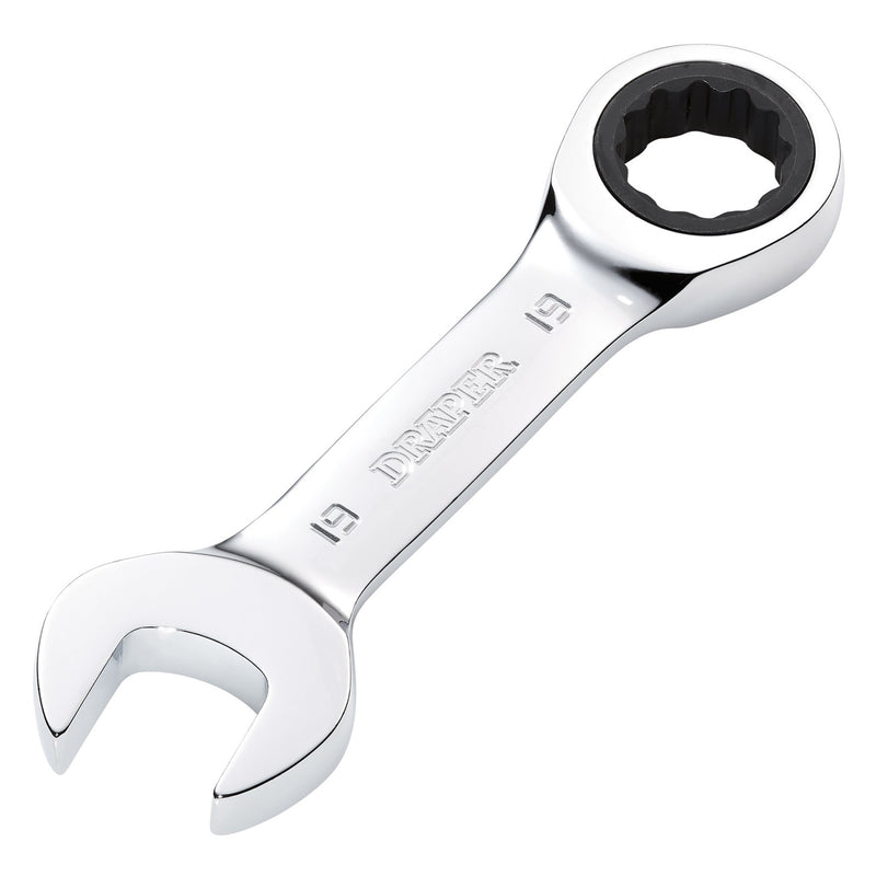 Draper 27930 Draper HI-TORQ® Metric Stubby Ratchet Combination Spanner, 19mm