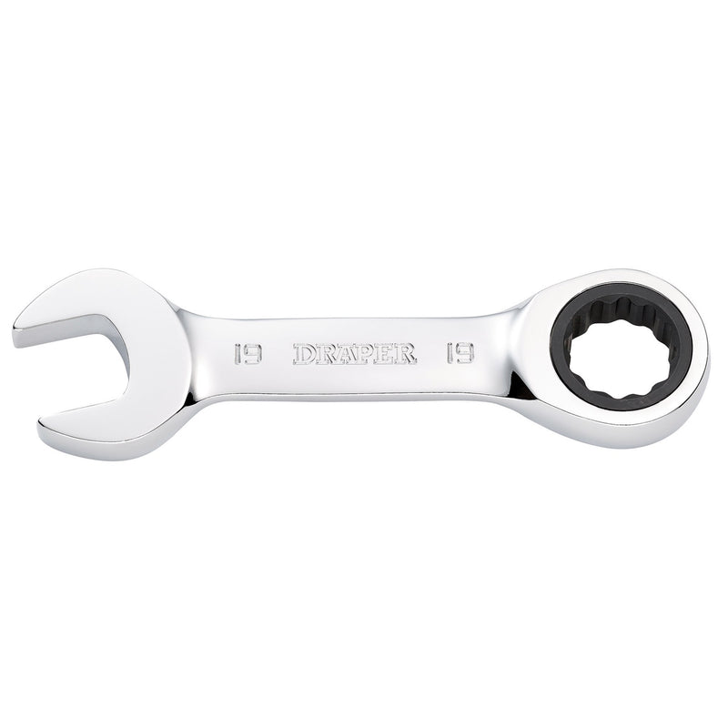 Draper 27930 Draper HI-TORQ® Metric Stubby Ratchet Combination Spanner, 19mm