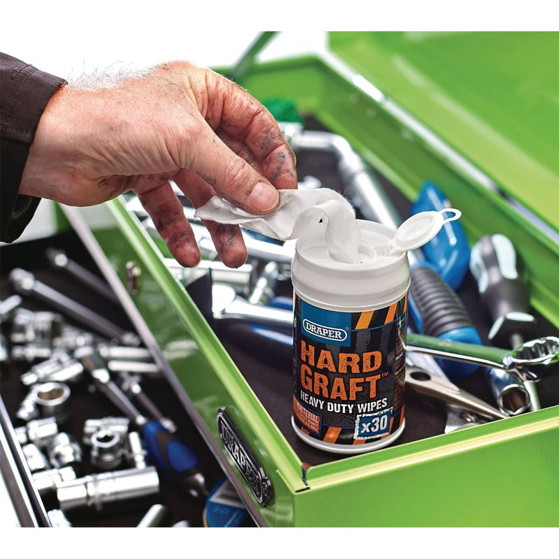 Draper Draper Hard Graft Wipes (Tub of 30) Draper - Town Tools