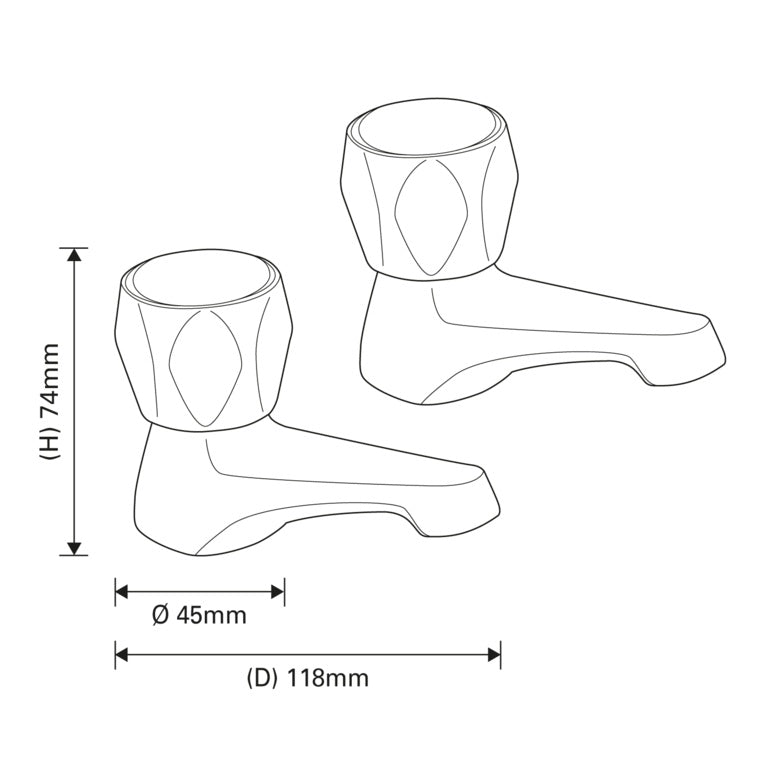 SupaPlumb Jura Basin Taps H: 74mm D: 118mm Diameter: 45mm
