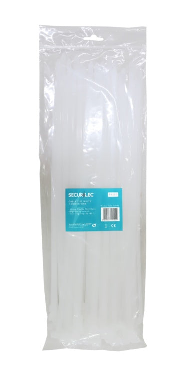 Securlec White Cable Ties 7.6mm x 370mm Pack 100