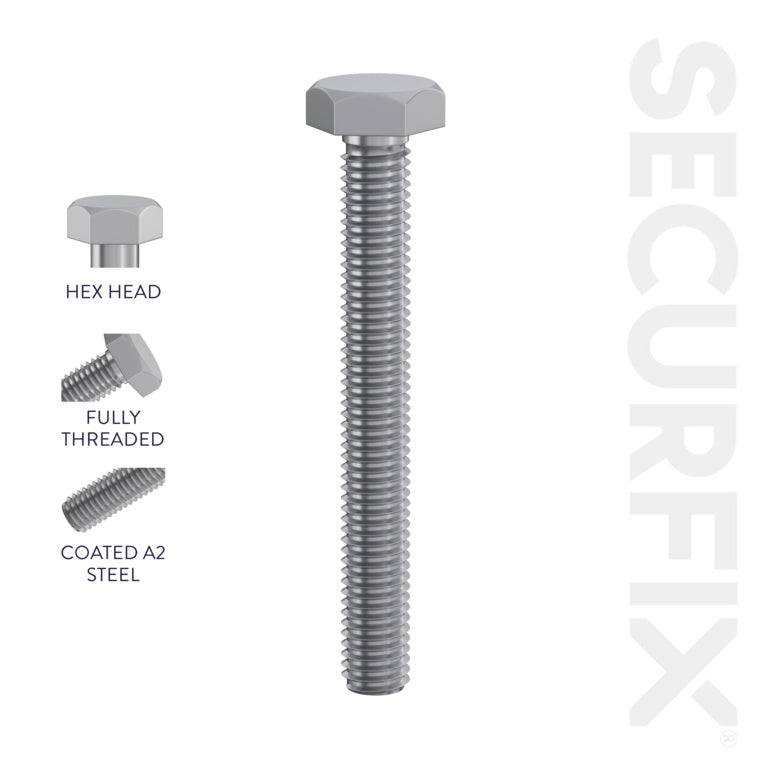 Securfix Hex Head Set Screws M8 x 2"-M8 x 50mm | Pack of 100