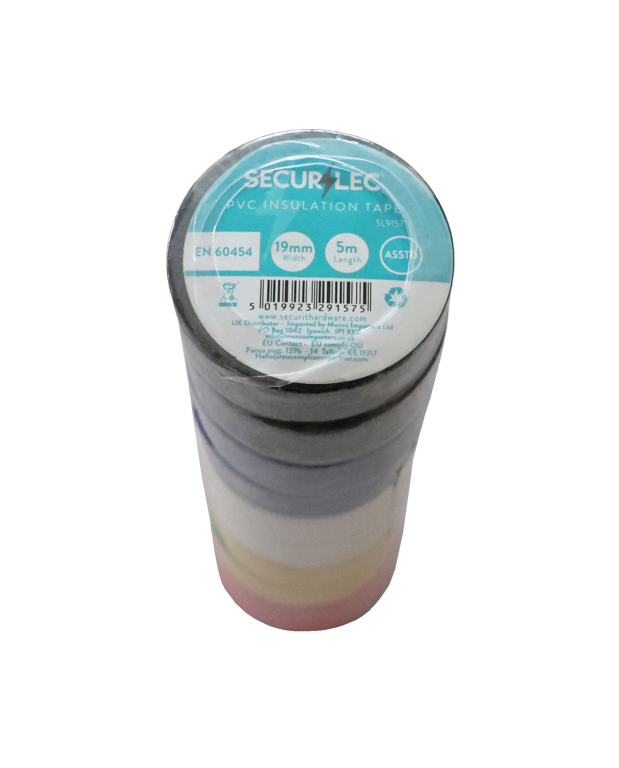 Securlec PVC Insulation Tape Pack 10 Assorted 5m