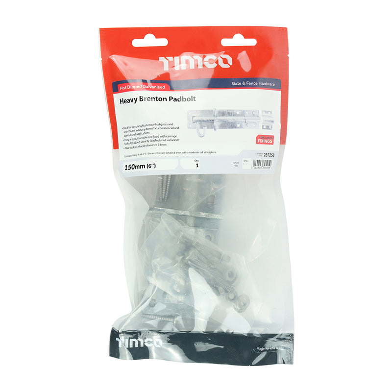 TIMCO Heavy Brenton Padbolt Hot Dipped Galvanised — Bag
